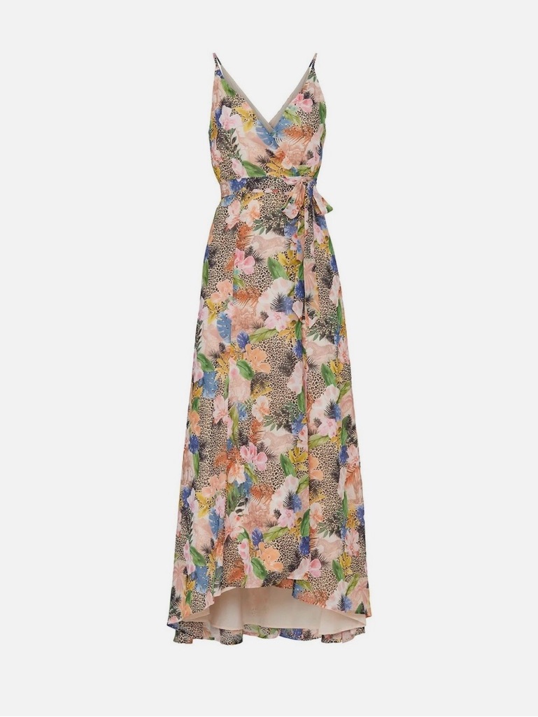Hutch Leah Wrap Maxi Dress Sunset Floral Safari Print Boho Size 3x
